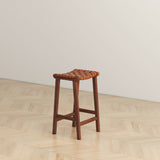 James Mid-Century Modern Genuine Tan Leather 24.5" Counter Stool by Ashcroft Furniture at Eve Furniture