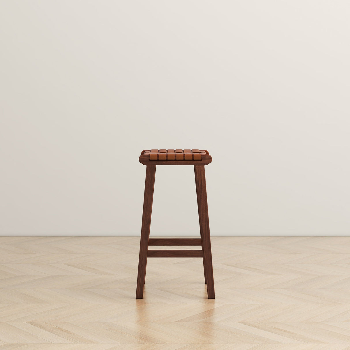 James Mid-Century Modern Genuine Tan Leather 24.5" Counter Stool by Ashcroft Furniture at Eve Furniture