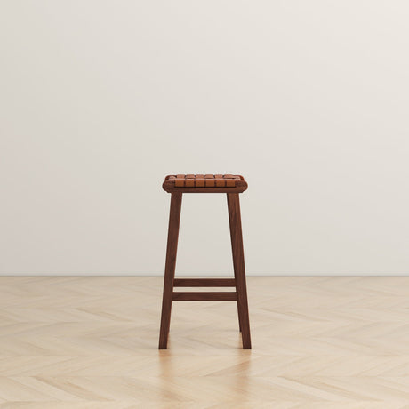 James Mid-Century Modern Genuine Tan Leather 24.5" Counter Stool by Ashcroft Furniture at Eve Furniture