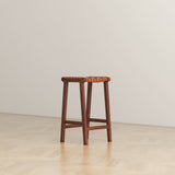 James Mid-Century Modern Genuine Tan Leather 24.5" Counter Stool by Ashcroft Furniture at Eve Furniture