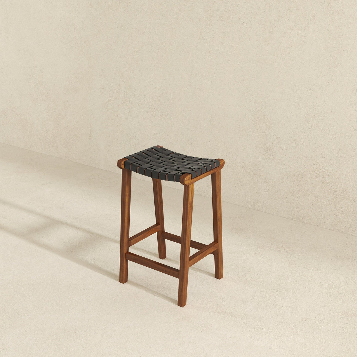 James Mid-Century Modern Genuine Black Leather 24.5" Counter Stool by Ashcroft Furniture at Eve Furniture
