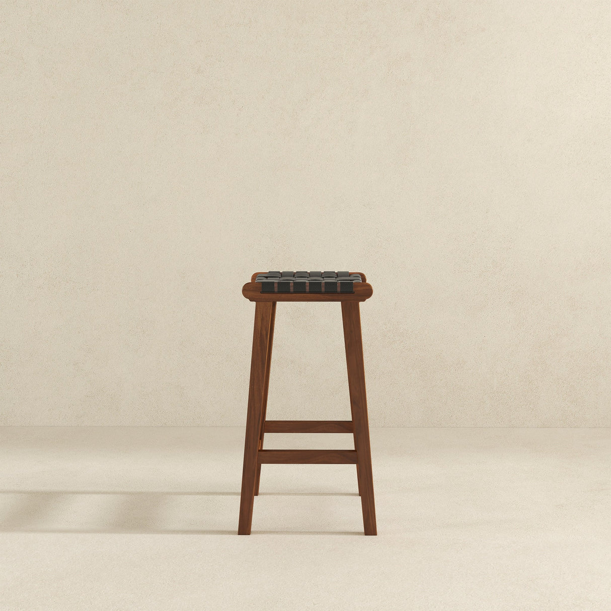 James Mid-Century Modern Genuine Black Leather 24.5" Counter Stool by Ashcroft Furniture at Eve Furniture