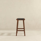 James Mid-Century Modern Genuine Black Leather 24.5" Counter Stool by Ashcroft Furniture at Eve Furniture