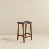 James Mid-Century Modern Genuine Black Leather 24.5" Counter Stool by Ashcroft Furniture at Eve Furniture