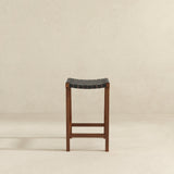 James Mid-Century Modern Genuine Black Leather 24.5" Counter Stool by Ashcroft Furniture at Eve Furniture