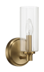 Jardin Single Light Wall Sconce With Clear Ribbed Glass - Satin Brass by Ashcroft Furniture at Eve Furniture