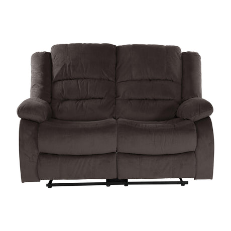 Jarita Chocolate Double Reclining Loveseat by Homelegance at Eve Furniture