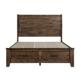 Jerrick Burnished Brown King Sleigh Storage Platform Bed by Homelegance at Eve Furniture