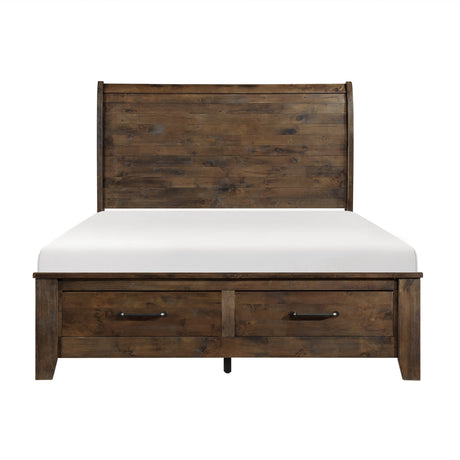 Jerrick Burnished Brown Sleigh Storage Platform Bedroom Set by Homelegance at Eve Furniture