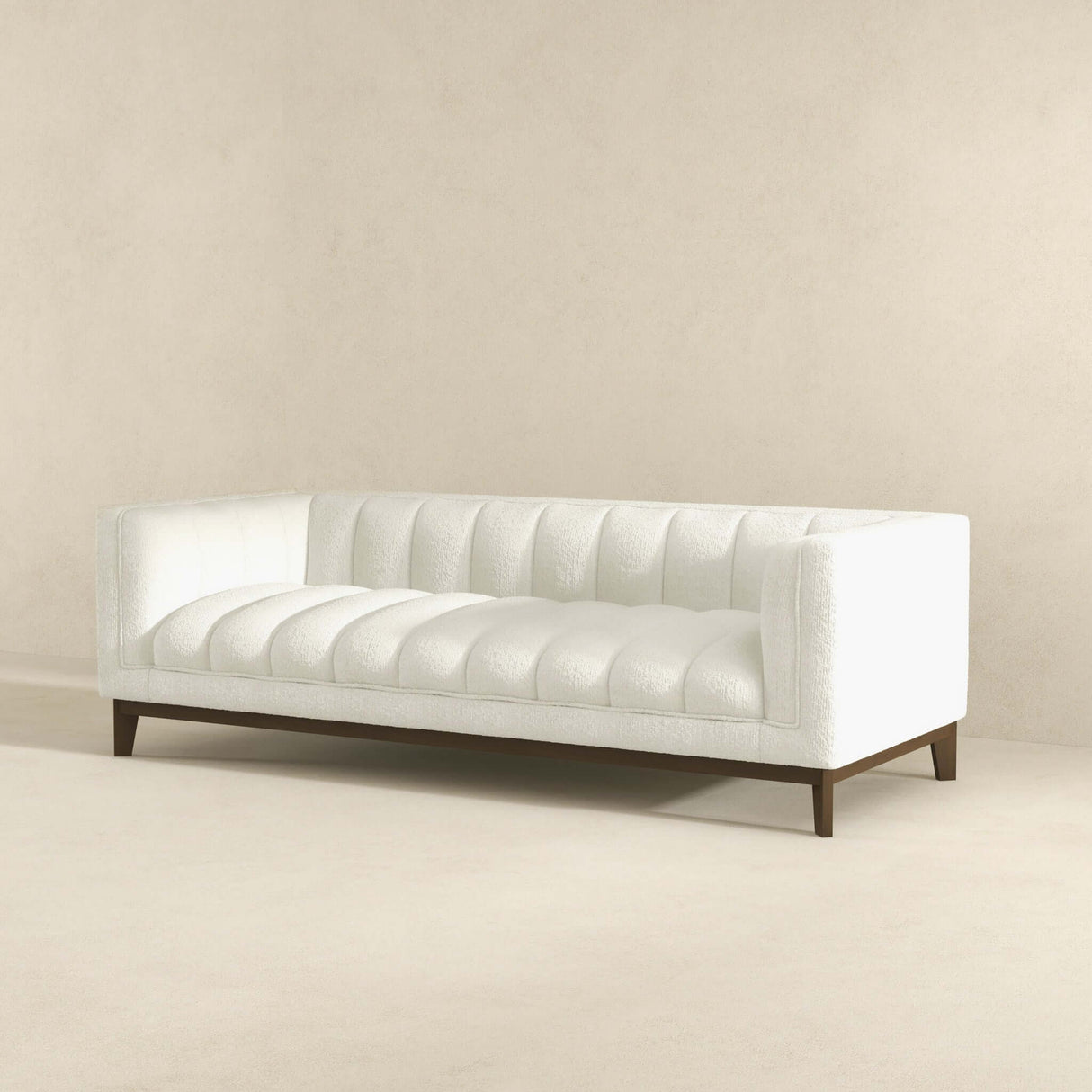 Melissa Mid-Century White Boucle Modern Sofa by Ashcroft Imports at Eve Furniture