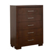Jessica Cappuccino 5-Drawer Chest by Coaster at Eve Furniture