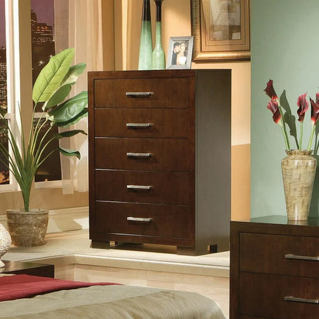 Jessica Cappuccino 5-Drawer Chest by Coaster at Eve Furniture