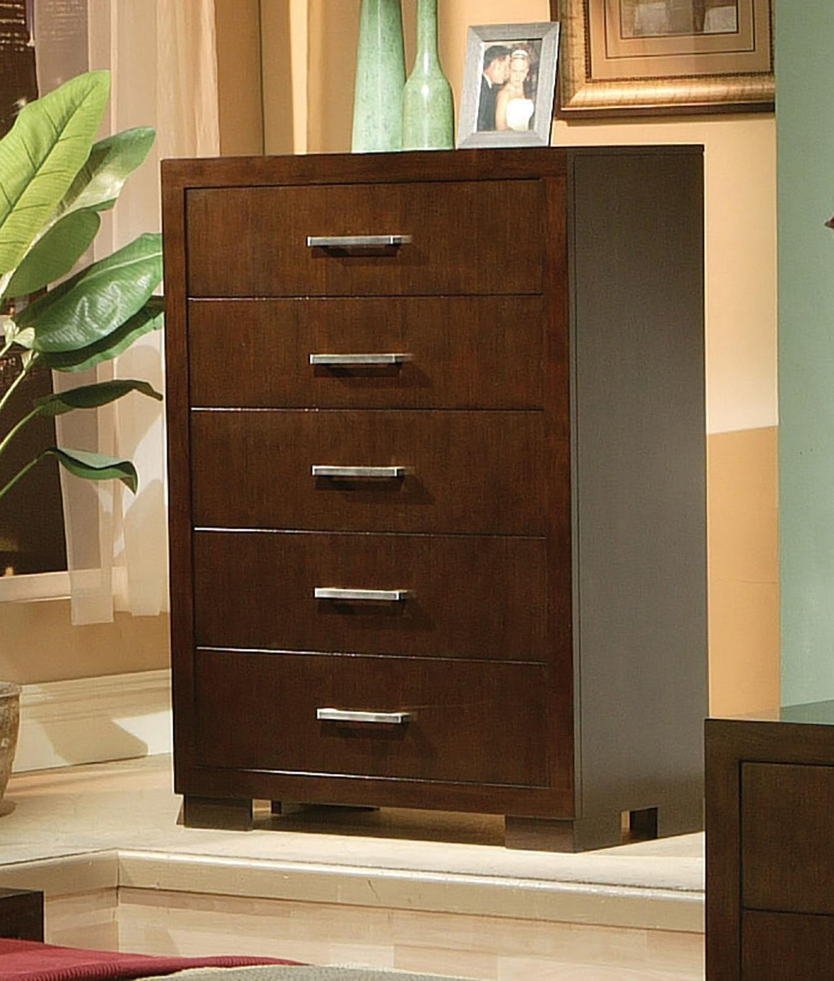 Jessica Cappuccino 5-Drawer Chest by Coaster at Eve Furniture