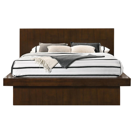 Jessica Cappuccino Eastern King Platform Bed with Rail Seating by Coaster at Eve Furniture