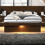Jessica Cappuccino Eastern King Platform Bed with Rail Seating by Coaster at Eve Furniture