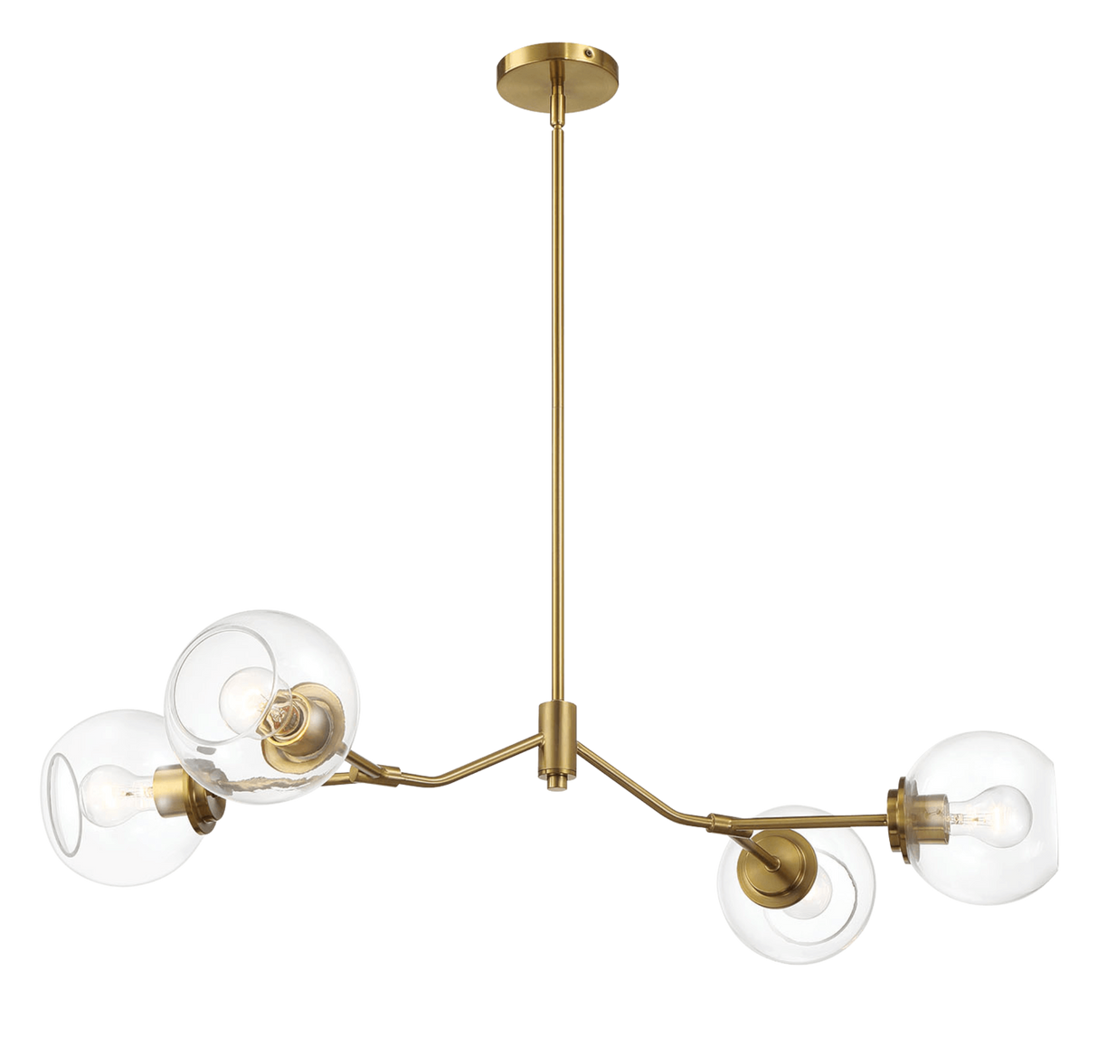 Jewel Four Lights Modern Farmhouse Chandelier Ceiling Hanging Light Fixture For Kitchen Island Dining Room 36"L × 20"W × 7.25"H with Clear Glass by Ashcroft Imports at Eve Furniture