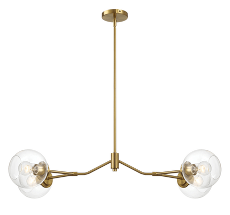 Jewel Four Lights Modern Farmhouse Chandelier Ceiling Hanging Light Fixture For Kitchen Island Dining Room 36"L × 20"W × 7.25"H with Clear Glass by Ashcroft Imports at Eve Furniture
