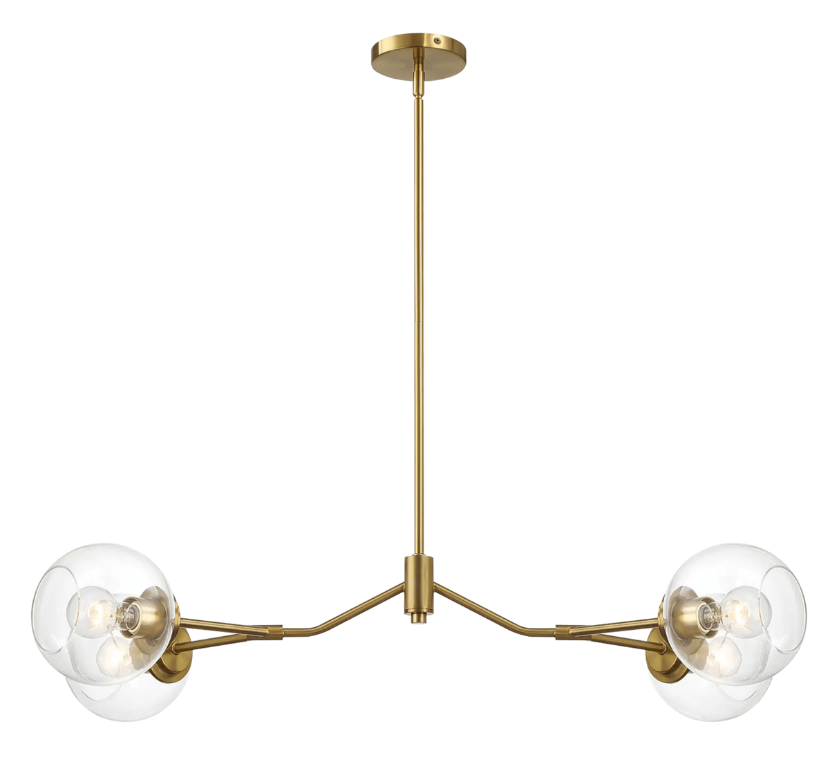 Jewel Four Lights Modern Farmhouse Chandelier Ceiling Hanging Light Fixture For Kitchen Island Dining Room 36"L × 20"W × 7.25"H with Clear Glass by Ashcroft Furniture at Eve Furniture