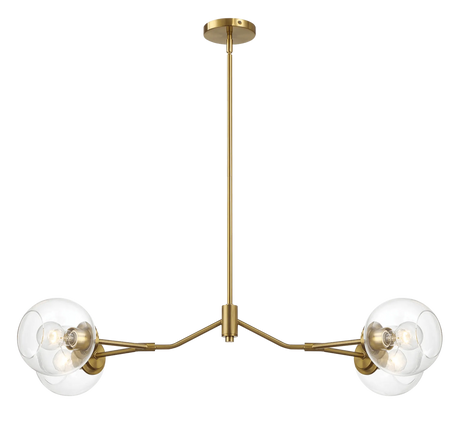 Jewel Four Lights Modern Farmhouse Chandelier Ceiling Hanging Light Fixture For Kitchen Island Dining Room 36"L × 20"W × 7.25"H with Clear Glass by Ashcroft Furniture at Eve Furniture