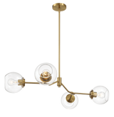 Jewel Four Lights Modern Farmhouse Chandelier Ceiling Hanging Light Fixture For Kitchen Island Dining Room 36"L × 20"W × 7.25"H with Clear Glass by Ashcroft Imports at Eve Furniture