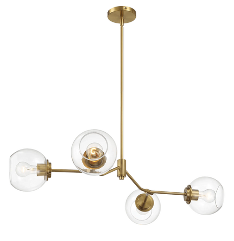 Jewel Four Lights Modern Farmhouse Chandelier Ceiling Hanging Light Fixture For Kitchen Island Dining Room 36"L × 20"W × 7.25"H with Clear Glass by Ashcroft Furniture at Eve Furniture
