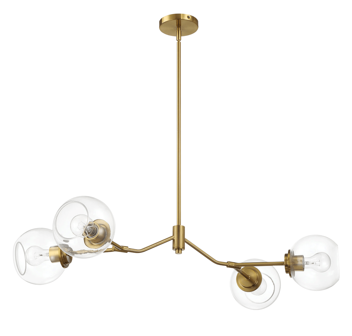 Jewel Four Lights Modern Farmhouse Chandelier Ceiling Hanging Light Fixture For Kitchen Island Dining Room 36"L × 20"W × 7.25"H with Clear Glass by Ashcroft Imports at Eve Furniture