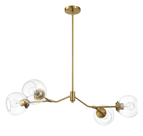 Jewel Four Lights Modern Farmhouse Chandelier Ceiling Hanging Light Fixture For Kitchen Island Dining Room 36"L × 20"W × 7.25"H with Clear Glass by Ashcroft Furniture at Eve Furniture