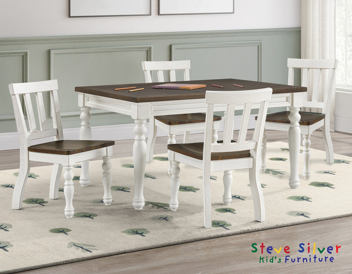 Joanna Ivory/Mocha 5-Piece Kids Dining Set by Steve Silver at Eve Furniture