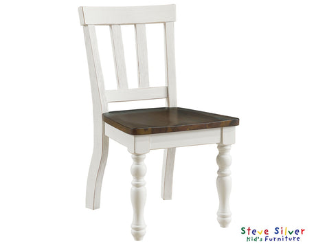 Joanna Mocha/Ivory Solid Wood Kids Dining Side Chair by Steve Silver at Eve Furniture