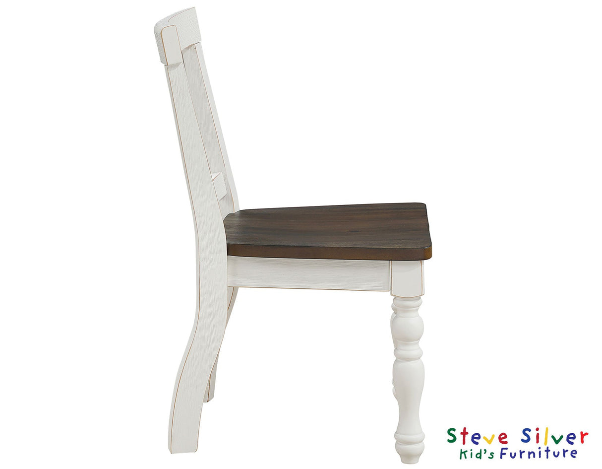Joanna Mocha/Ivory Solid Wood Kids Dining Side Chair by Steve Silver at Eve Furniture