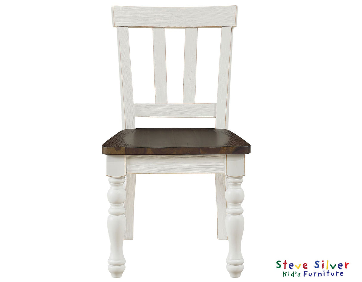 Joanna Mocha/Ivory Solid Wood Kids Dining Side Chair by Steve Silver at Eve Furniture