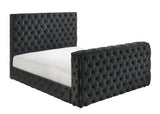 Josephine Black Queen Upholstered Panel Bed with TV Lift by Crown Mark at Eve Furniture