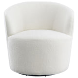 Joyce Upholstered Barrel Back Swivel Chair White by Coaster at Eve Furniture