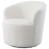Joyce Upholstered Barrel Back Swivel Chair White by Coaster at Eve Furniture