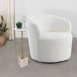 Joyce Upholstered Barrel Back Swivel Chair White by Coaster at Eve Furniture