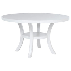 Judd Pearl White Round Dining Table with Shelf by Coaster at Eve Furniture