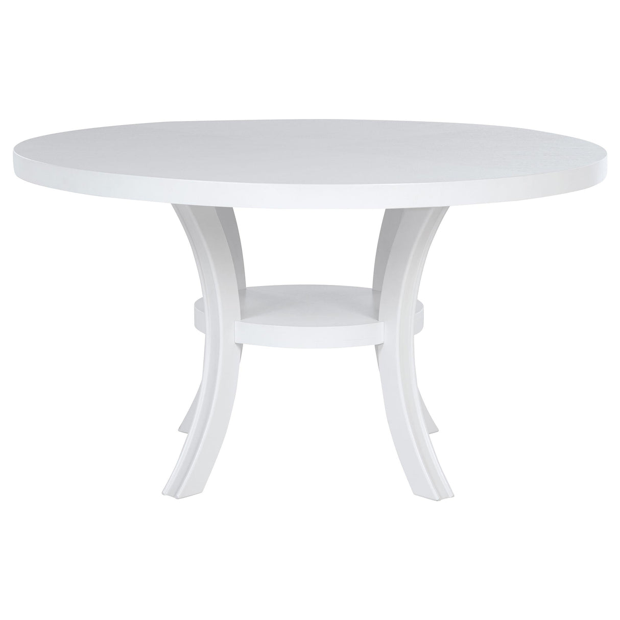 Judd Pearl White Round Dining Table with Shelf by Coaster at Eve Furniture