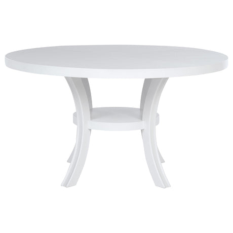 Judd Pearl White Round Dining Table with Shelf by Coaster at Eve Furniture
