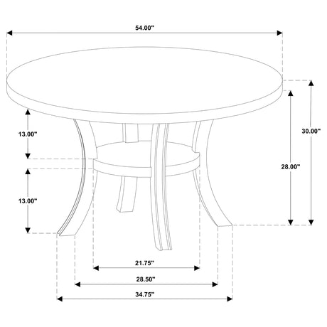 Judd Pearl White Round Dining Table with Shelf by Coaster at Eve Furniture