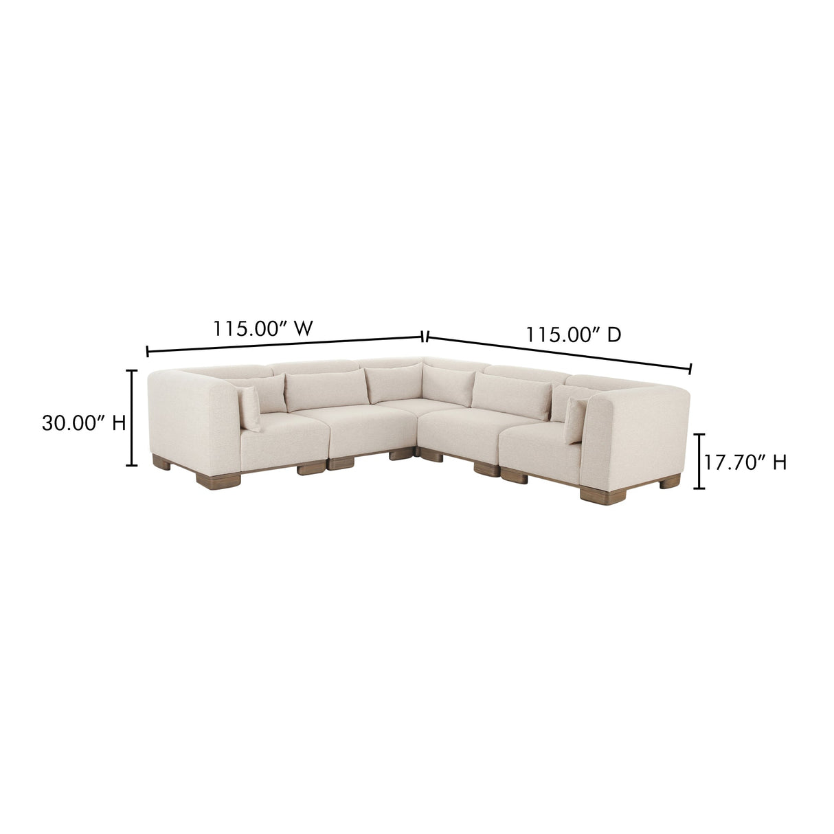 June Oatmeal Classic L Shaped Modular Sectional by Moe's Home at Eve Furniture