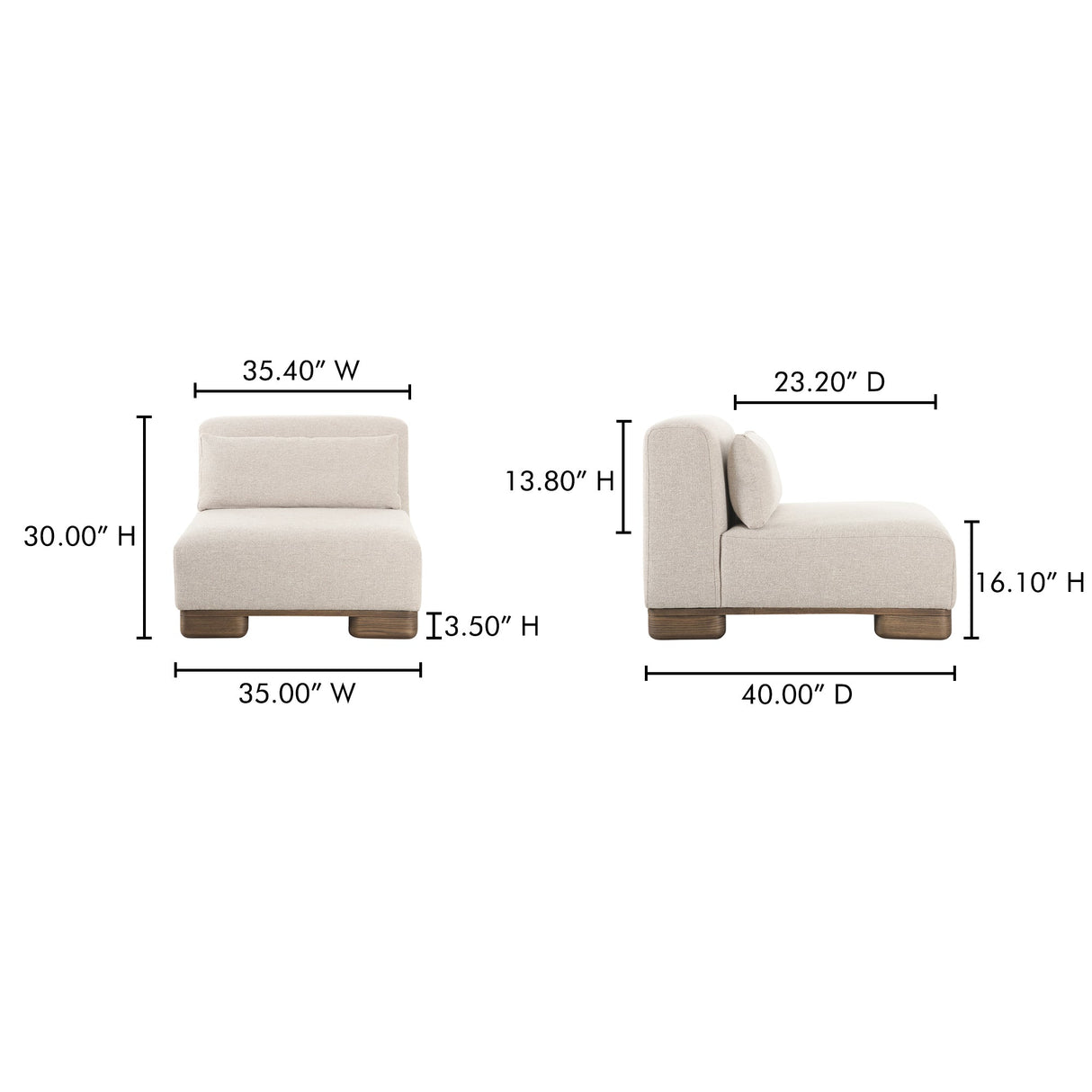 June Oatmeal Slipper Chair by Moe's Home at Eve Furniture
