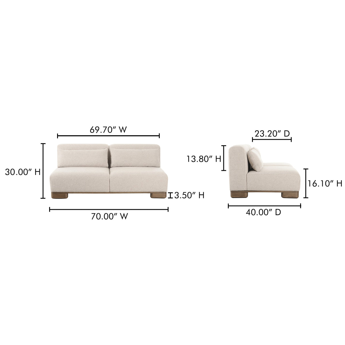 June Oatmeal Sofa by Moe's Home at Eve Furniture