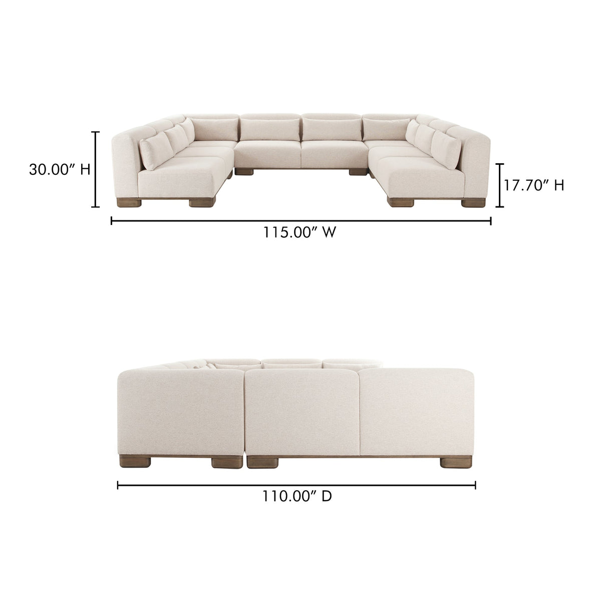 June Oatmeal U Shaped Modular Sectional by Moe's Home at Eve Furniture