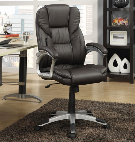 Kaffir Dark Brown/Silver Adjustable Height Office Chair by Coaster at Eve Furniture