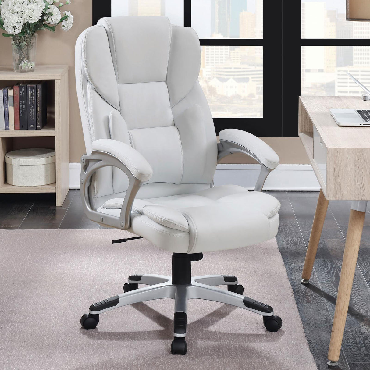Kaffir White/Silver Adjustable Height Office Chair by Coaster at Eve Furniture