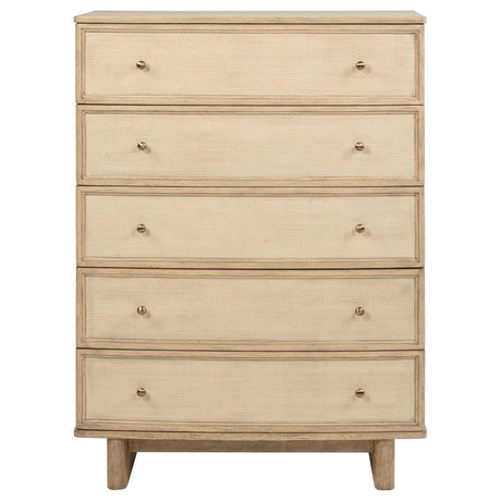 Kailani Beige Oak 5-Drawer Chest by Coaster at Eve Furniture