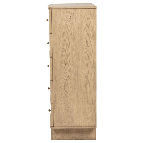 Kailani Beige Oak 5-Drawer Chest by Coaster at Eve Furniture