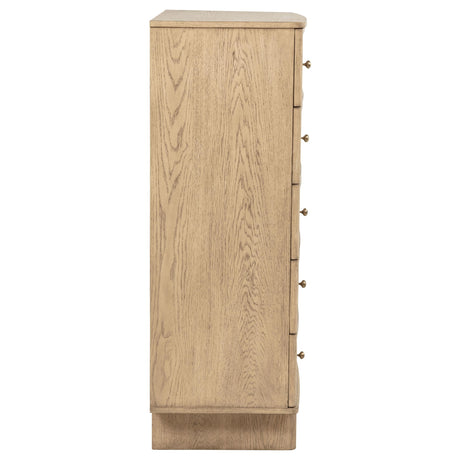 Kailani Beige Oak 5-Drawer Chest by Coaster at Eve Furniture