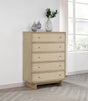 Kailani Beige Oak 5-Drawer Chest by Coaster at Eve Furniture