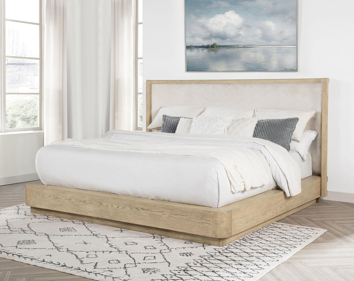 Kailani Beige Oak Wingback Eastern King Platform Bed by Coaster at Eve Furniture